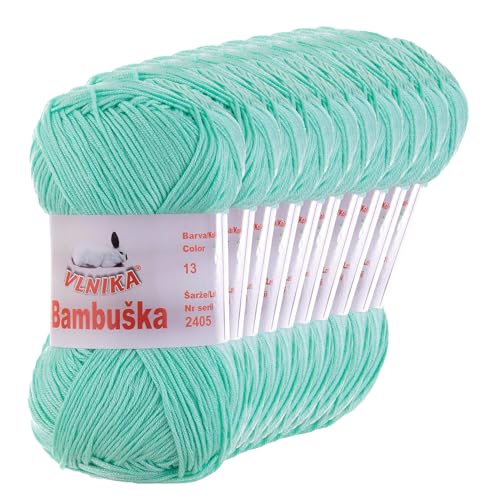10 x 50g Häkelgarn Bambuska Sommergarn Strickgarn Baumwolle Viskose unifarben, Farbwahl