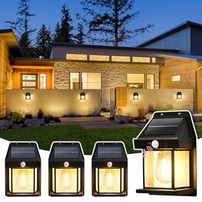 SOLPEX 4 Pack Solar Motion Lights Outdoor Waterproof, Solar Porch Lights Outdoor for Door, Shed, Patio, Garage, Yard Outside Decorative, Motion Sensor with 3 Lighting Modes