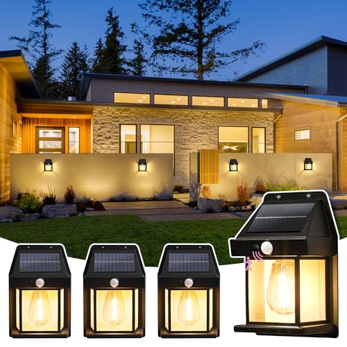 SOLPEX 4 Pack Solar Motion Lights Outdoor Waterproof, Solar Porch Lights Outdoor for Door, Shed, Patio, Garage, Yard Outside Decorative, Motion Sensor with 3 Lighting Modes