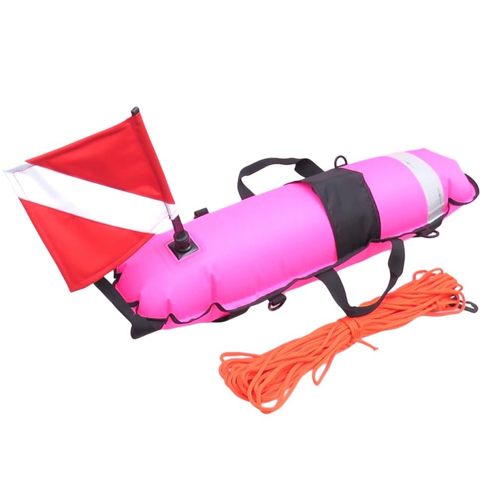 Boya flotante de pesca submarina con bandera de buceo, 83 x 25 x 25 cm, nailon 210D, 560 g, buceo libre