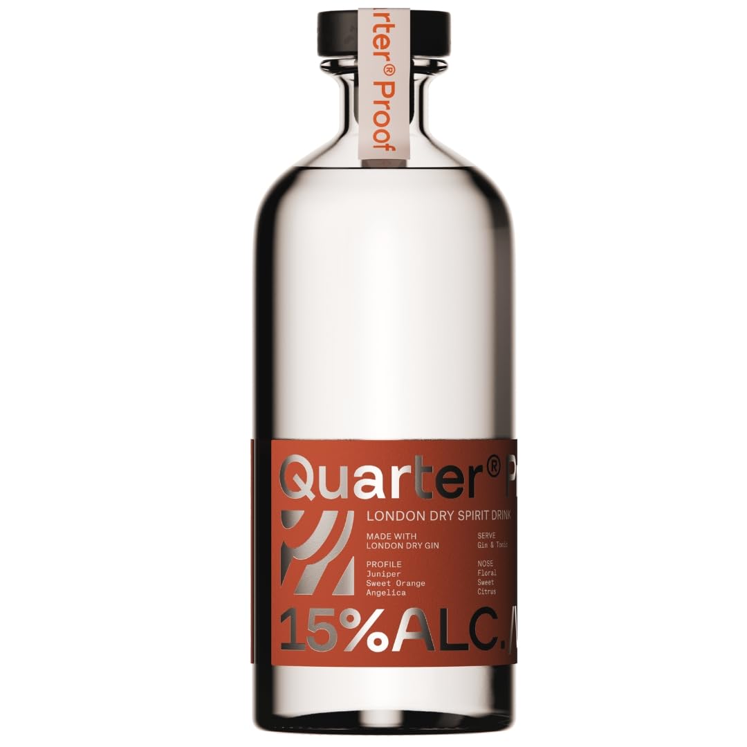 Quarter Proof | Gin 70cl Light London Dry Spirit | 15% Vol | Low Calorie, Vegan, Sugar Free, Mid Strength Low Alcohol Gin Distilled in the UK