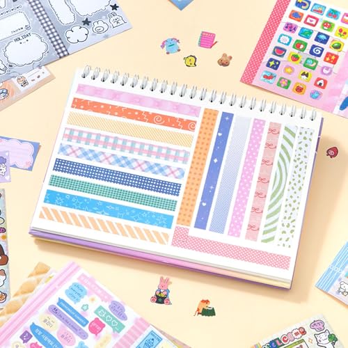 Livre Stickers Scrapbooking Japonais Manga – 30 Feuilles Autocollants Kawaii Aesthetic avec Pailletés & Film Mat, Stickers Journaling pour Scrapbooking Accessoires, Livre Autocollant Adulte Vintage – vue 4