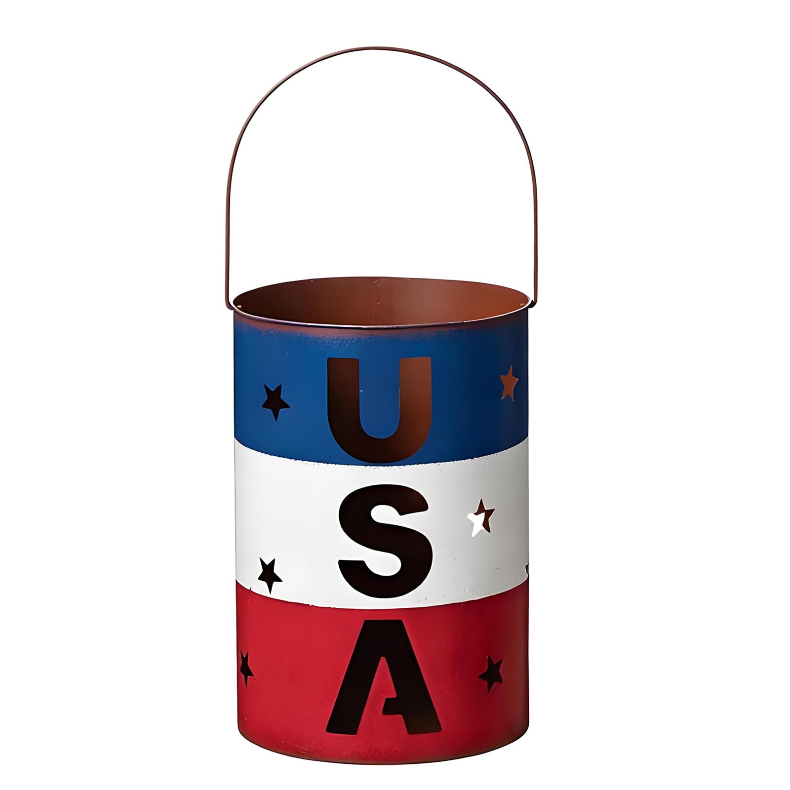Limtula Patriotic Themed Iron Light with Letter and Star Old Bucket Suitable for Indoor and Outdoor Use Home Party Decoration
