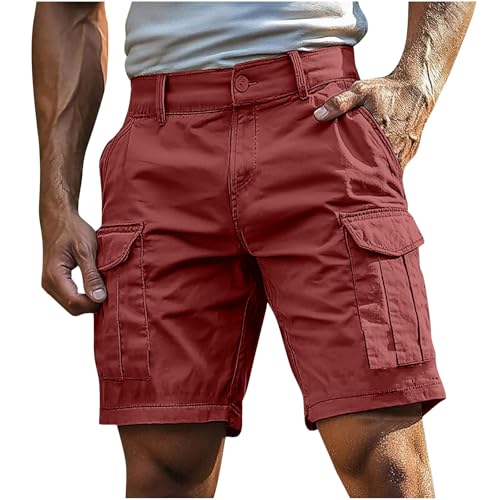 Pantalones cortos de verano para hombre, pantalones cortos cargo de combate al aire libre, de secado rápido, de algodón transpirable, con múltiples bolsillos, ropa de trabajo, casual, hasta la rodilla