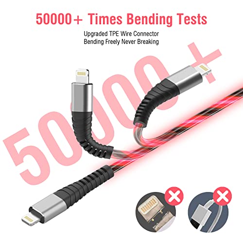 Oliomp Long Ipone Charger Cord, 3Ft Mfi Certified Led Light Up Lightning Cable Apple Chargers For Iphone 13/12/12 Pro Max/11/11 Pro/Se 2020/Xr/Xs Max/X/8 Plus/8/7 Plus/7/Ipad Pro Mini More #TOP2