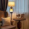 Suraielec farmhouse floor lamp with night light rustic standing lamps for living room beige linen drum lampshade oil rubbed bronze finish traditional floor lamps for bedroom home decorfoot switch  urban country home decor
