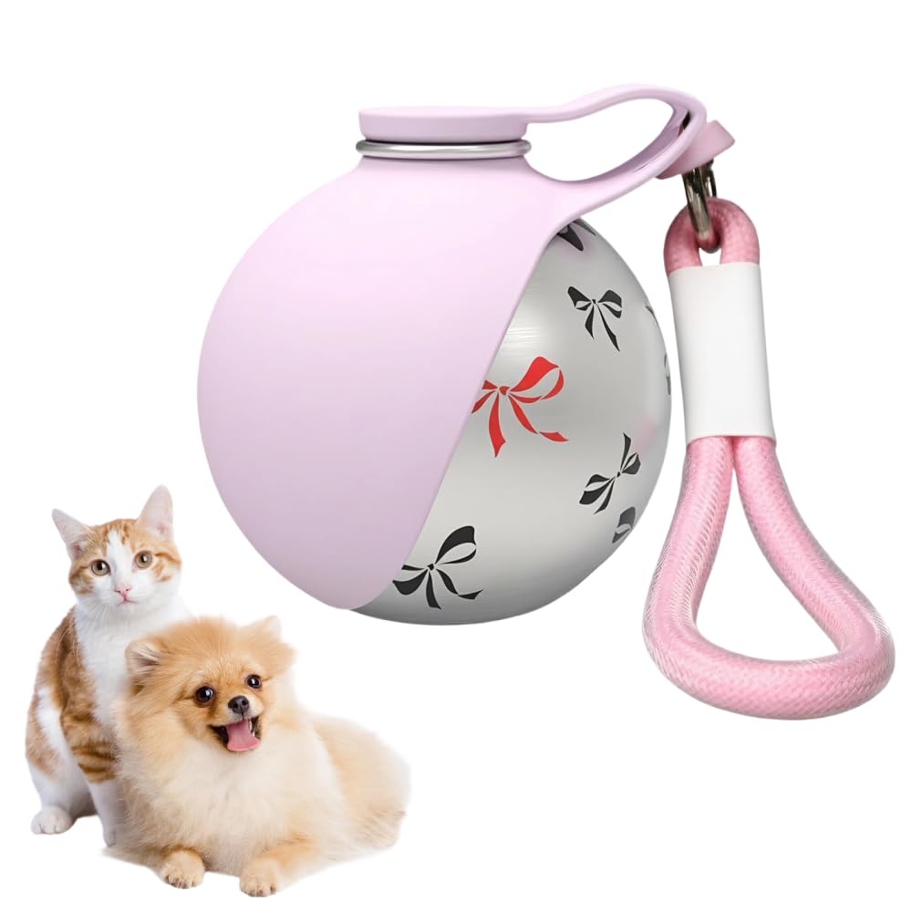 Portable Pet Water Bottle, Stainless Steel Compact Dog Drinking Bottles Leak Proof Cat Travel Water Bottles with Foldable Silicone Bowl for Outdoor Walking Hiking