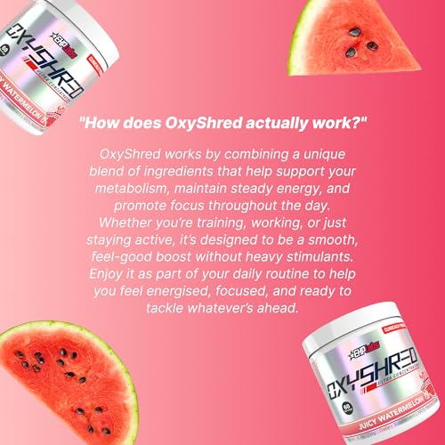Image of EHP LABS OxyShred Pre Workout Powder - Preworkout Powder with L Glutamine & Acetyl L Carnitine, Energy Boost Drink - Juicy Watermelon, 60 Servings