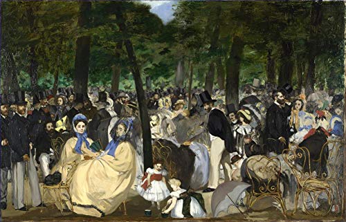 Peinture à l'huile Musique aux Tuileries de Manet reproduite à la main par un maître