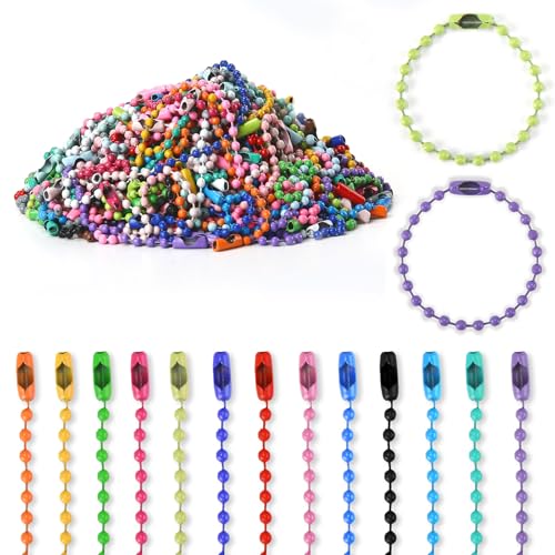 300 Pcs Mix Color Ball Chain Bulk Metal Bead Chain Keychain Chains Dog tag Chain 20 Color 3.9 Long 2.4mm Ball Bead Chains for Hanging Christmas Decoration and All Saints Day