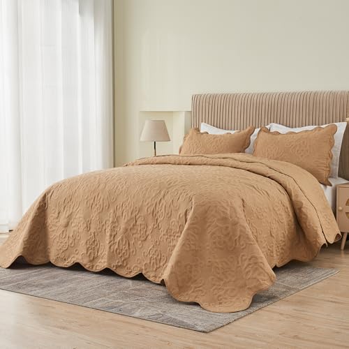 Image of Kingnex Oversized King Bedspreads 128x120 Khaki