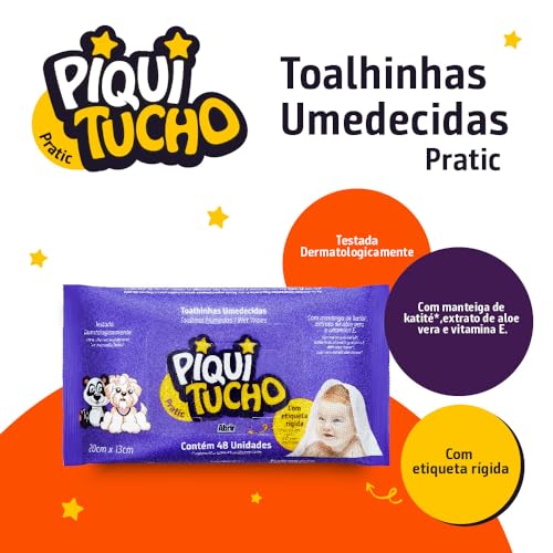 Piquitucho Pratic - Toalhas Umedecidas, 1 Unidade com 48 toalhas