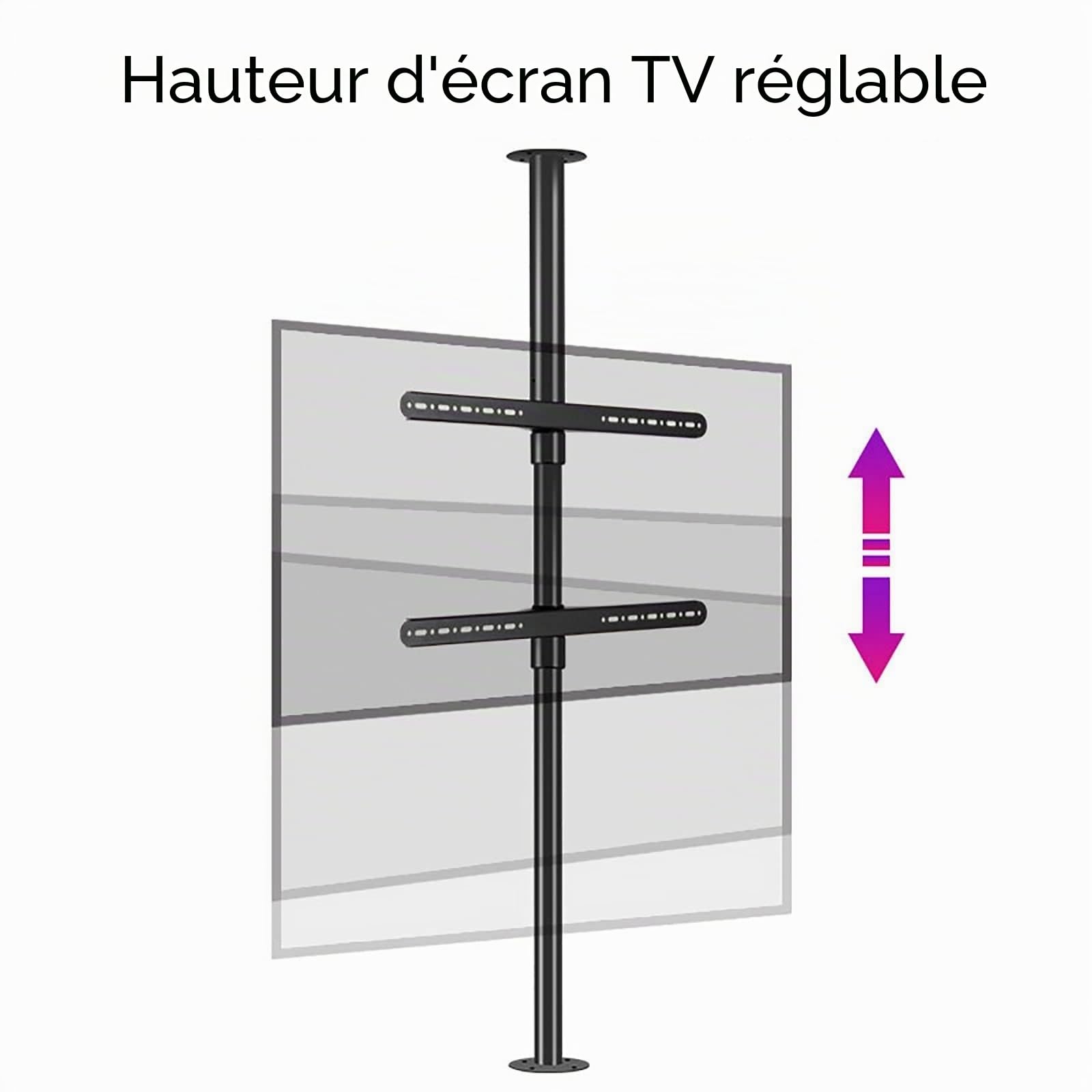 Support De Sol Pivotant À 360° pour Téléviseur LCD - Fixation Murale, Pivotant pour Cloison, Base Rotative pour Meuble TV, Compatible avec Les Écrans LED De 32 À 75 Pouces(110-135cm)