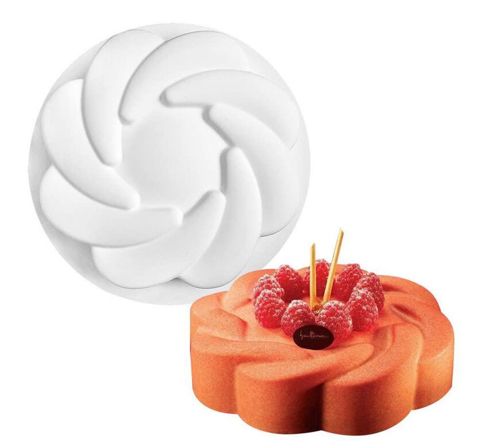Xiaoshenlu Whirlpool Flower Silicone Mousse Cake Mold, Bakeware Dessert Mousse Diy Chocolate Soap Candle Mould,