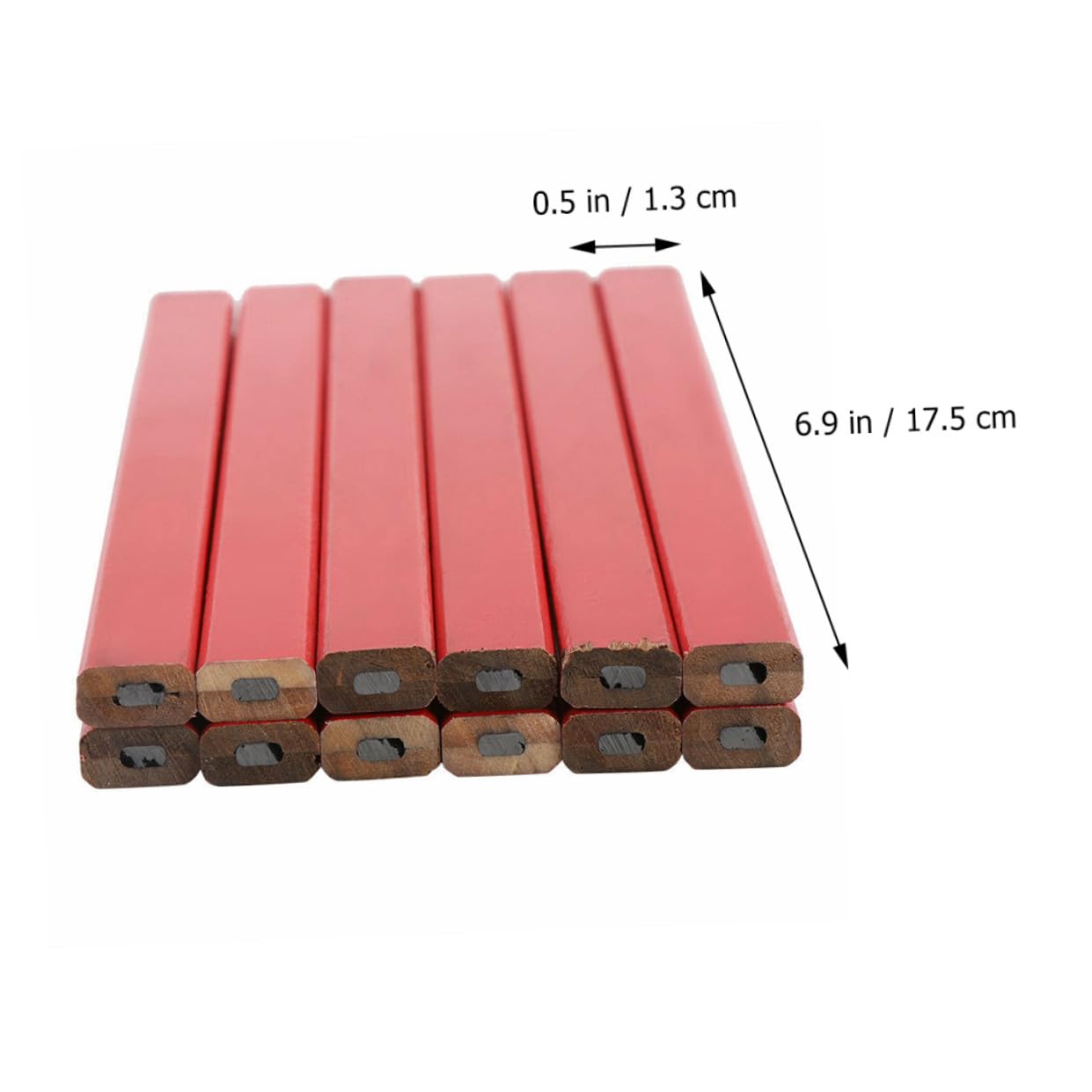 Homoyoyo Crayons de Chantier Octogonaux 72 Pièces en Bois Rouge