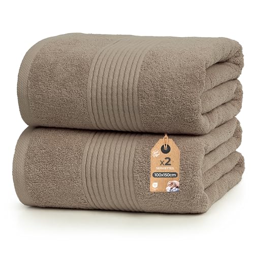 Cloud Pillow Lot de Serviette de Bain 100x150 cm - Serviette de Bain Grande Taille - 100% Coton – Éponge 500 g/m2 - Douces, absorbantes et durables -...