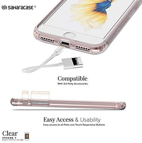 iPhone 8 and 7 Case, SaharaCase Clear Protective Kit Bundled with [ZeroDamage Tempered Glass Screen Protector] Rugged Slim Fit Shockproof Bumper [Hard PC Back] Protection – Rose Gold