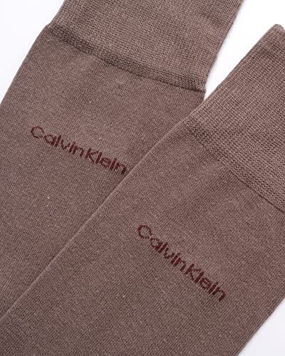 Calvin Klein Mens Dress Socks - 2 Pairs Egyptian Cotton Blend Comfort Stay Up Cuff Crew Socks for Men (7-12), Size 7-12, Smoke Brown4
