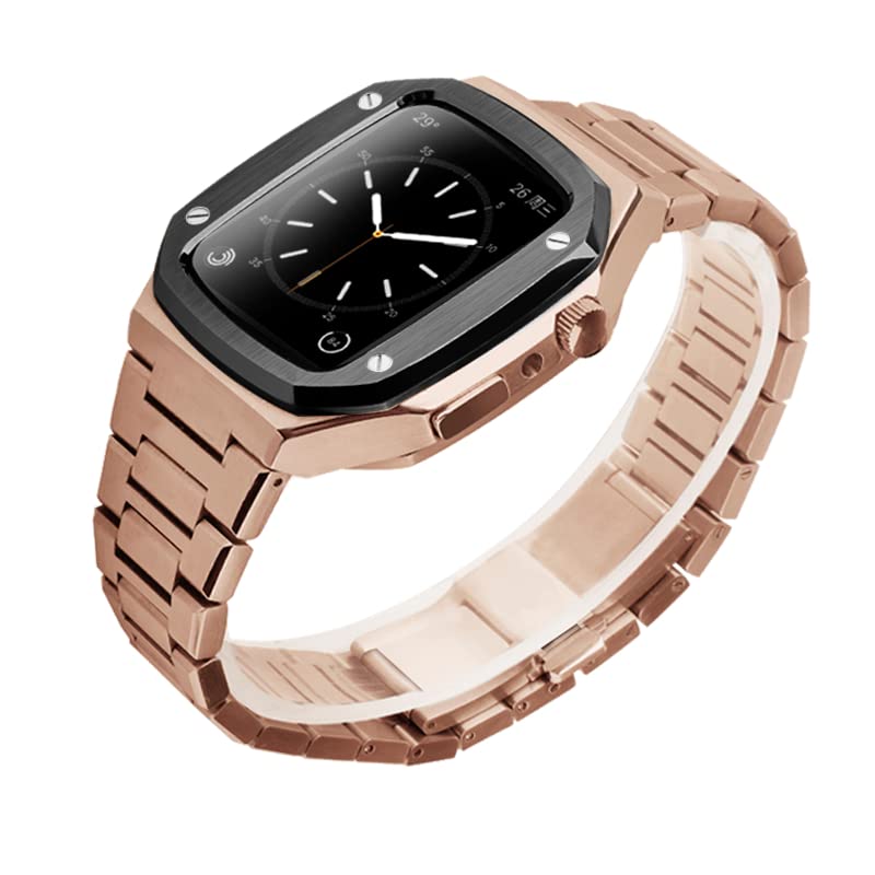 Kit de modification luxe en acier pour Apple Watch 45mm avec bracelet premium