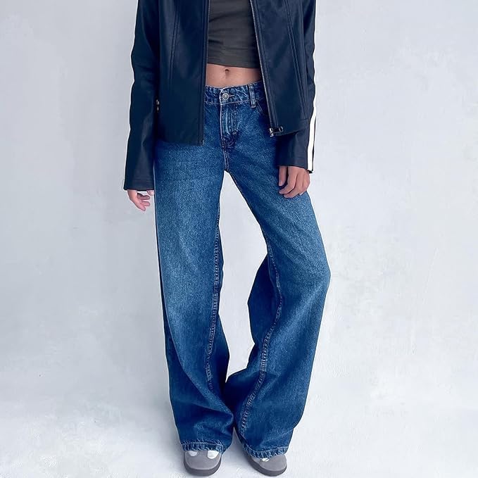 Low Waisted Jeans for Women, Low Rise Baggy Jeans, 2025 Loose Boyfriend Straight Wide Leg Jeans Trendy Long Denim Pants3