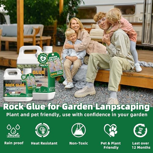 Image of Rock Glue for Landscaping - 2 Gallon Mulch Glue and Gravel Binder | Fast-dry, non-toxic rock glue for landscaping,bonds gravel,mulch,pebbles and stones for patios,garden,paths and flower beds
