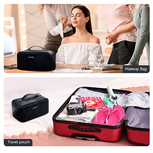 Docepert Makeup Bag - Large Capacity Travel Cosmetic Bag, Portable Makeup Bags For Women Zipper Pouch Pu Leather Patchwork Organizer Bag With Handle And Divider (Black) #TOP3