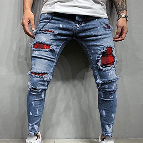 Pantalones lápiz rasgados para hombre azul oscuro 3X-Large miniatura 2