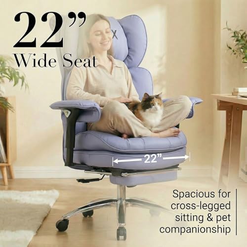 Image of Efomao Big & Tall Desk Chair, Wide Executive Office Chair with Footrest Purple