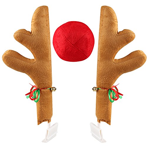 Coogam Christmas Reindeer Antler and Nose Vehicle Costume - Rudolf Red Nose Elk
