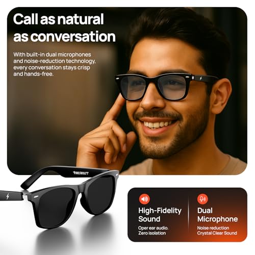 Image of Fire-Boltt Fire-Lens Dune Smart Glasses, Bluetooth Calling & Open-Ear Bluetooth Sunglasses with HD Sound & Smart Audio Touch Controls Voice Assistant (Siri /Alexa /Google), Fast Charging for Men & Women