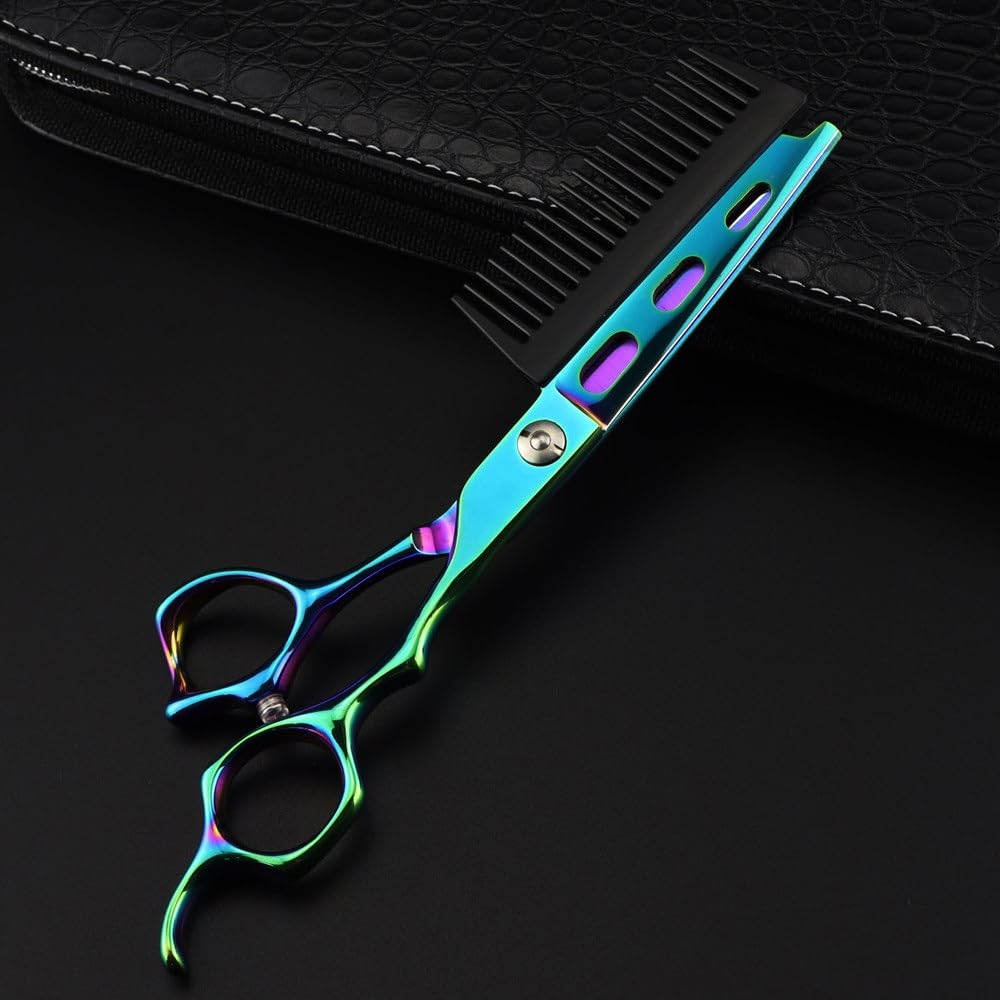 Haarschneideschere, 6 Zoll, professionelle JP440c-Stahl-Grün, 2-in-1-Haarschneideschere mit Kamm, Haarschnitt, Friseurschere, Haarschneideschere