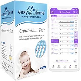 Easy@Home Ovulation Test Strips, 25 Pack Fertility Tests, Ovulation Predictor Kit, FSA Eligible, Powered by Premom Ovulation Predictor iOS and Android App, 25 LH Strips