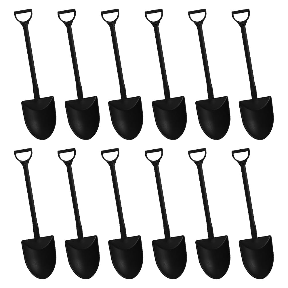 GSHLLO 100 Pcs Small Ice Cream Shovel Spoons Cute Plastic Dessert Spoons Party Novelty Spoons Cute Yogurt Spoons Mini Pudding Spoons for Home Kitchen Black