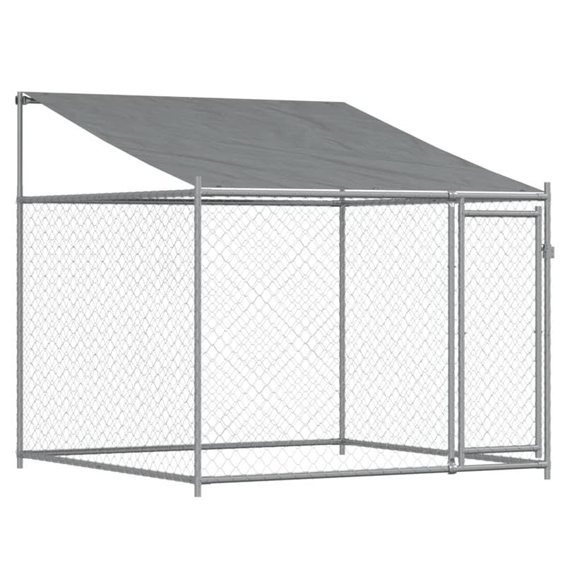 Eleganz Hundezwinger aus verzinktem Stahl 4x2x2 m mit Dach und Tür – Robuster und wetterfester Auslauf für Hunde im Garten