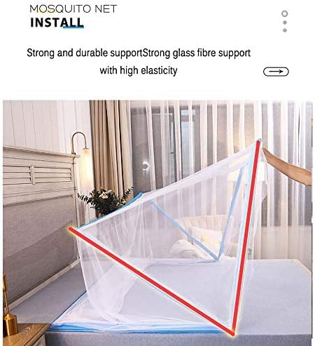 Zanzariera, Baldacchino per Letto, Zanzariera Crittografata Senza Fondo Pieghevole da Viaggio Portatile, Tenda da Campeggio per Zanzare Pieghevole A Doppia Porta,Blu,135 Cm*190 Cm,outstanding78