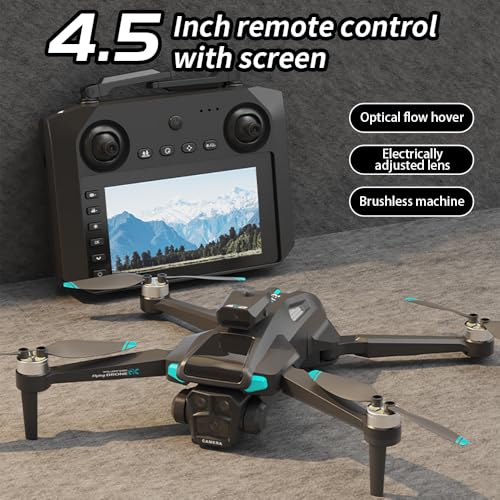 Drone For Adult,4.5" Screen,5G Remote Controller With Camera,6K HD Camera FPV Live Video,Altitude Hold Gesture Selfie One Key Take Off Landing 3D Flips Waypoint Fly Drone (3 Batteries) - Image 4
