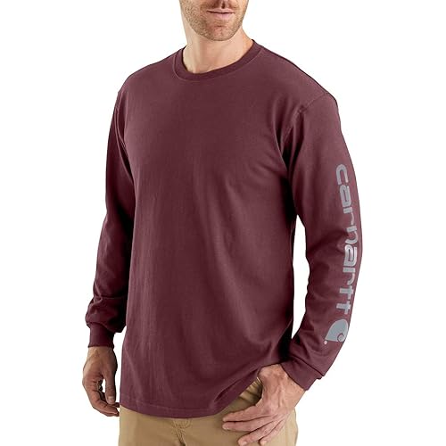 Carhartt Men's Loose Fit Heavyweight Long-Sleeve Logo Sleeve Graphic T-Shirt