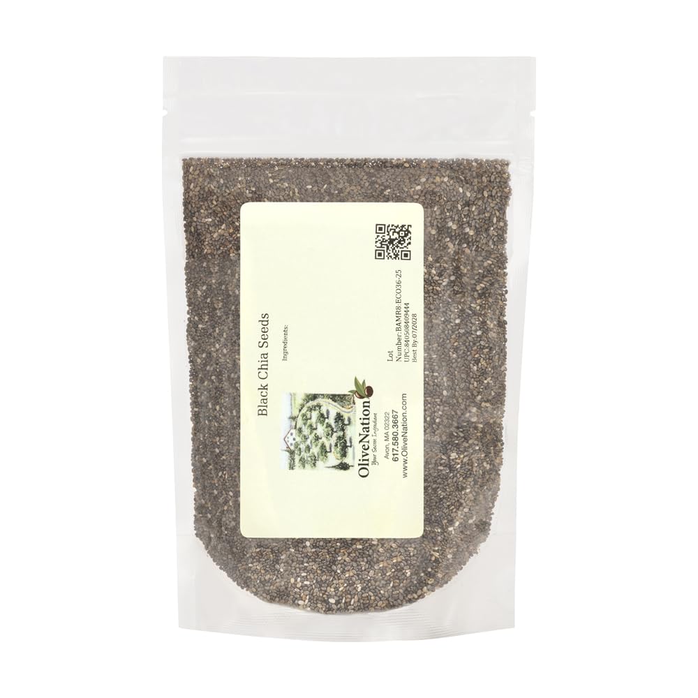"OliveNation Black Chia Seeds - Non-GMO Sugar Free Raw Chia Seed For Healthy, Clean-Label & Plant-Based Cooking, Baking, Topping, Desserts, Breakfasts, Smoothies, Pudding, Snacks, Garnish (80.00oz)"