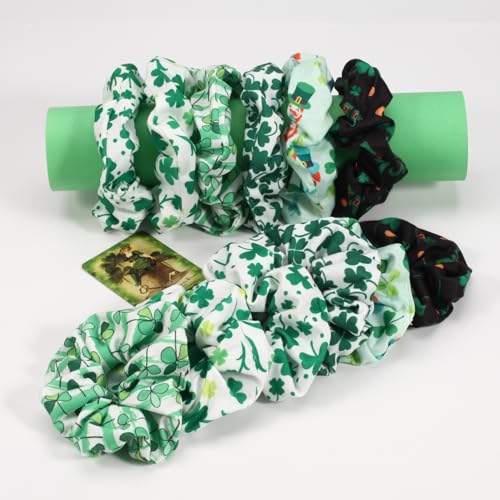 Green-Shamrock-and-Rainbow-Elastic-Hair-Scrunchies-12PCS-Gifts-for-Women-Teen-Girls-St-Patricks-Day-Decor-Hair-Accessories