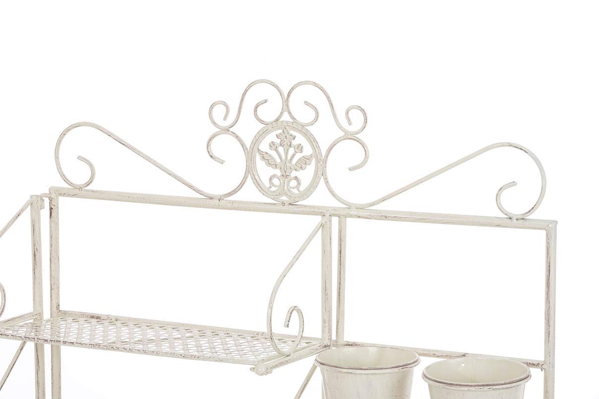CLP XL-Pflanzenregal SHINE I Blumenregal mit 4 Ablageflächen und extra Halterungen für Blumentöpfe I In verschiedenen Farben erhältlich, Farbe:antik-creme