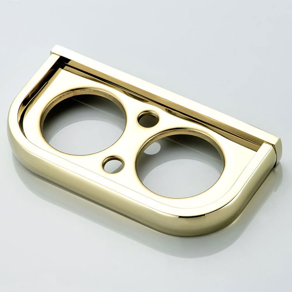 Zahnbürstenhalter, Goldener Doppel-Zahnbürstenhalter for Badezimmer, wandmontierter Keramik-Becherhalter mit mattiertem Keramikbecher, Zahnpasta-Rasierer-Organizer, Badezimmer-Aufbewahrung, Messing