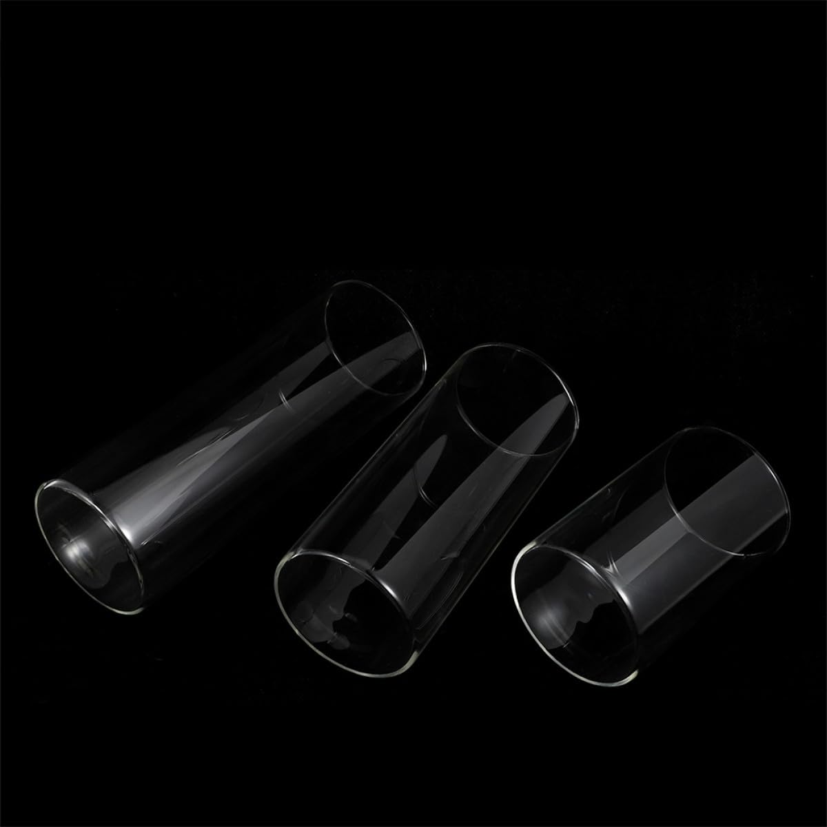 ERINGOGO Bougeoirs Design Simple et Solide Lot de 3 en Verre Cylindrique Transparents pour Décoration Créative et Ambiance Romantique