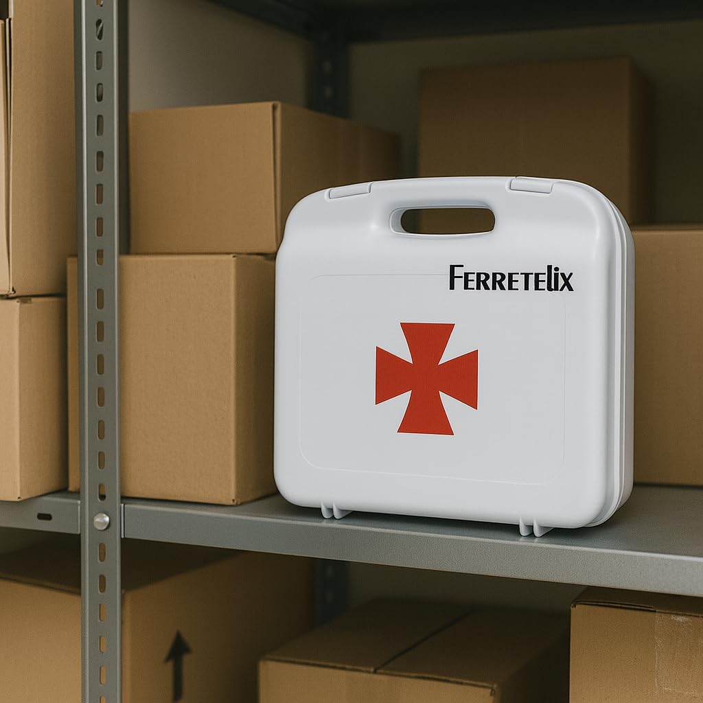 Ferretelix® Botiquin maletin 26 cm x 23 cm x 7 cm primeros auxilios con dotación portatil Fabricado en España