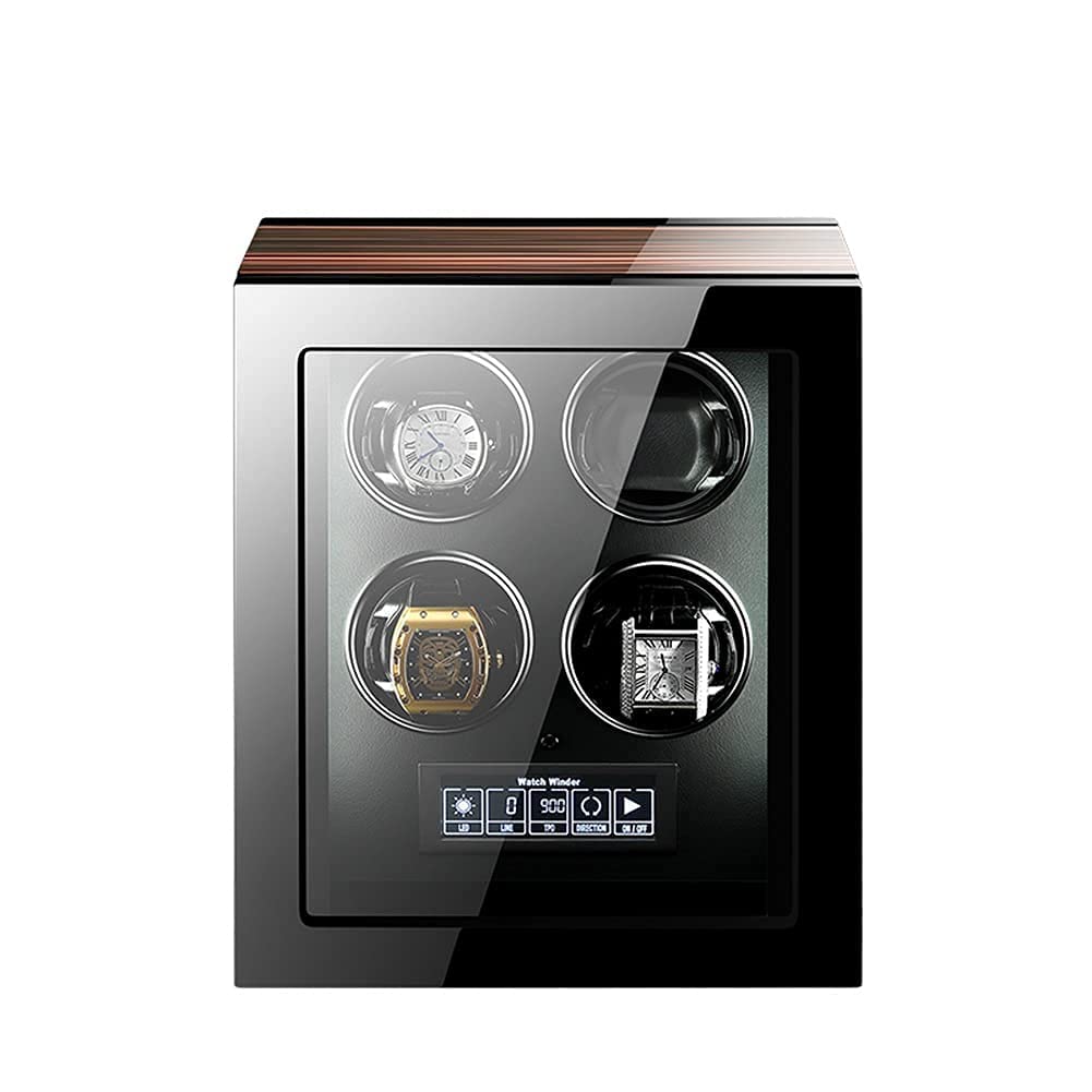 MYUYEE Watch Winder Automatic Watch Winder Box With Quiet Motor And 15 Rotation Modes Led Illumination Remote Control Lcd Display (A-4+0)