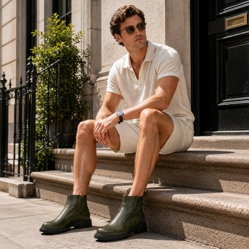 Image of Men's Premium Leather Chelsea Boots | Double Elastic Gussets & Breathable OrthoLite Anti-Odor Insoles | Slip-Resistant Rubber Outsole, Leather Lined for All-Day Comfort (Casual & Work)