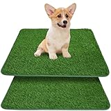 2 Stück Kunstrasen Hundetoilette für Balkon und Wohnung, 58x46 cm, Wiederverwendbar, Schnell Entwässernd, Einfach zu Reinigen, für Welpen und Hunde