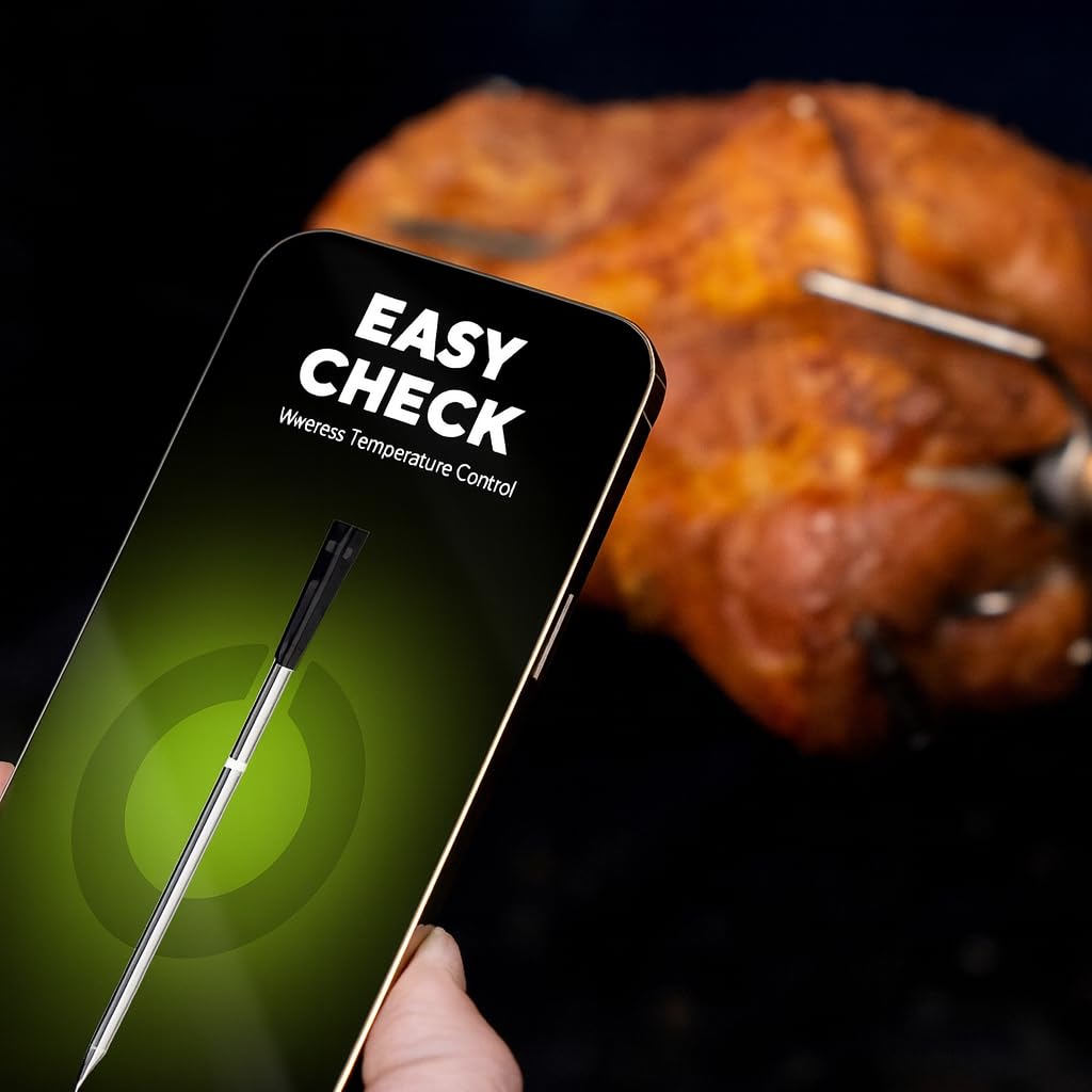 Outdoorchef Easy Check Single Bluetooth - Termometro per barbecue senza fili con app, 1 sonda, portata 200 m, lavabile in lavastoviglie, per barbecue, barbecue e affumicatore
