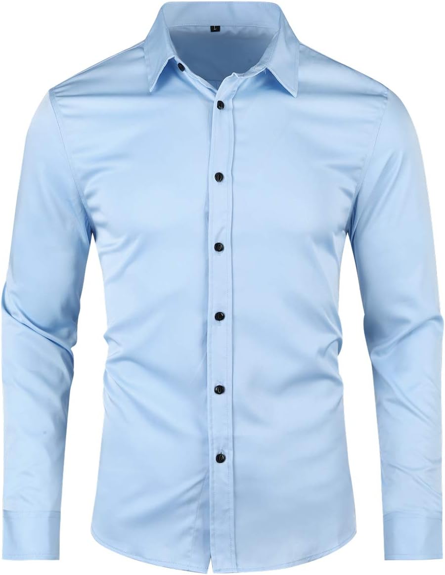 BoylandMens Dress Shirts Long Sleeve Casual Bamboo Slim Fit Formal Button Down Shirts