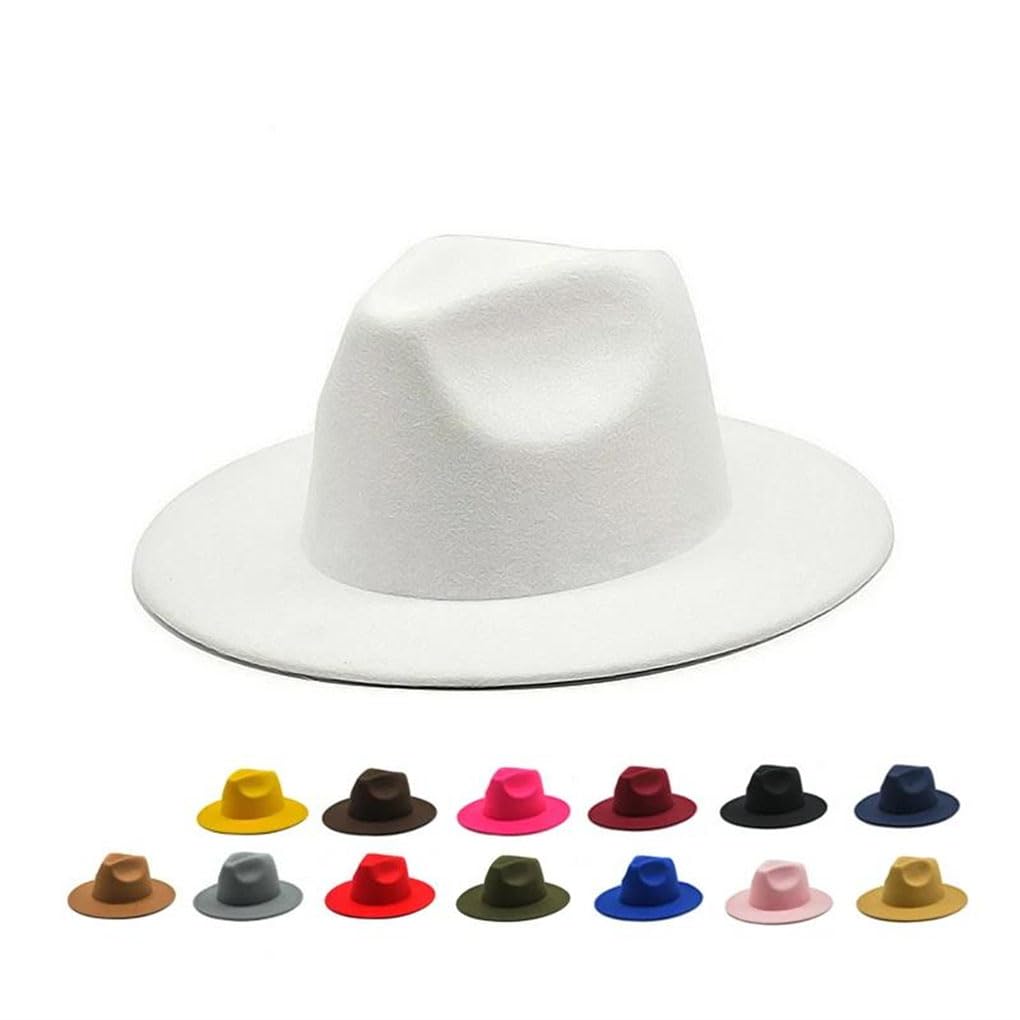 Cappello da donna in feltro Fedoras Big Brim cappelli per le donne Vintage Lady Flat Brim Jazz Cap