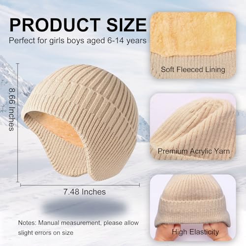 4 Pack Baby Hat and Glove, Unisex Winter Baby Toddler Hat Glove Set, Kids Winter Beanies with Gloves Knitted Beanie Hats Soft Toddler Beanie Cap Gloves Set for Boys Girls, Age 6 to 142